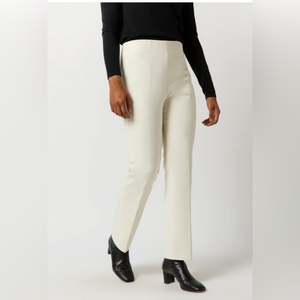 Ann Mashburn Faye Flare Cropped Pant Stretch Classic Preppy Womens M Ivory